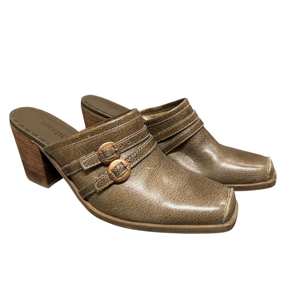 Caterpillar Brown Savannah Block Heeled Mules Shoes Size 8